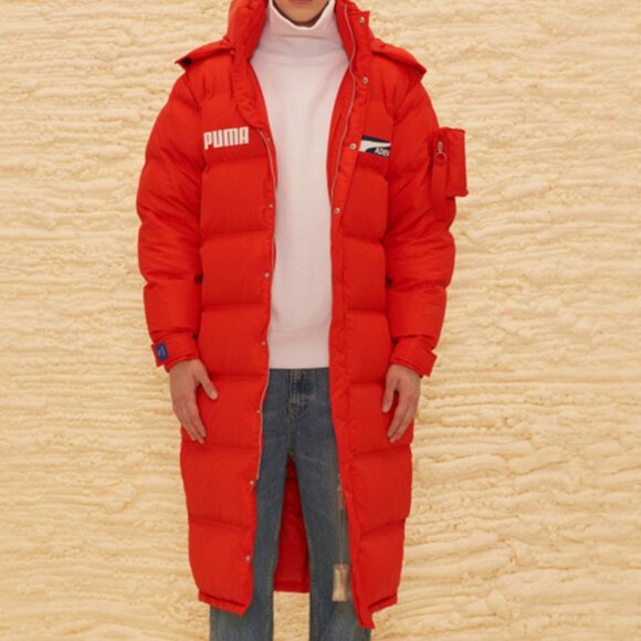 PUMA x ADER ERROR Hooded Button-Up Unisex Padded Down Coat Red S - Picture 3 of 10